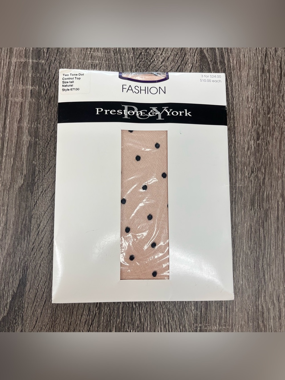 Preston & York Natural Polka Dot Control Top Tights - Black Dot